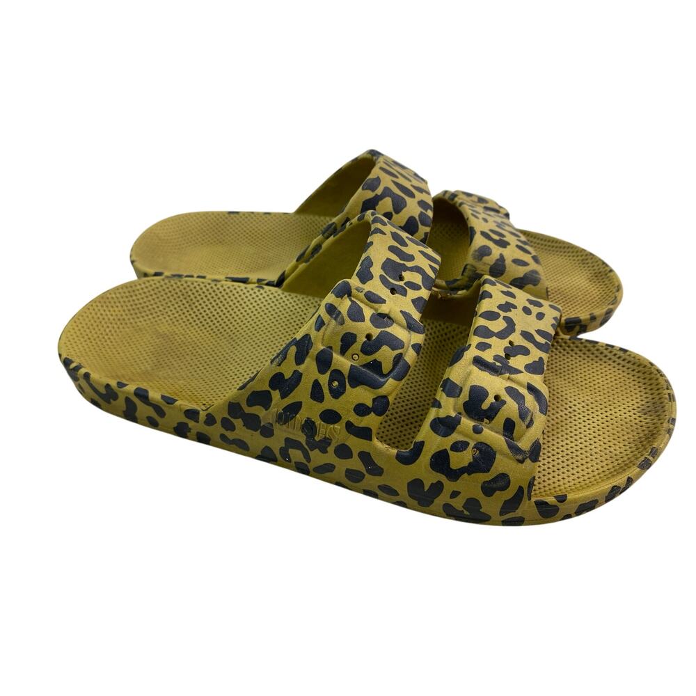 Freedom MOSES Women EU 38 US 7 Leopard Animal Print Strappy Slides Sandals *